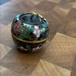 Floral Cloisonné Trinket Box Vintage